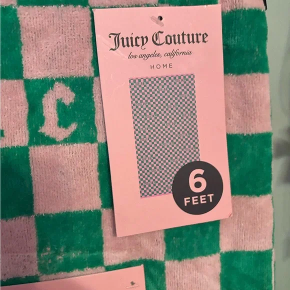 Juicy Couture Pink and Green Checkered Towel - Picture 5 of 6